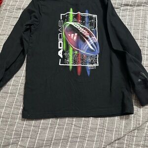 Adidas Kids Black Long Sleeve Tee with Colorful Football Graphic